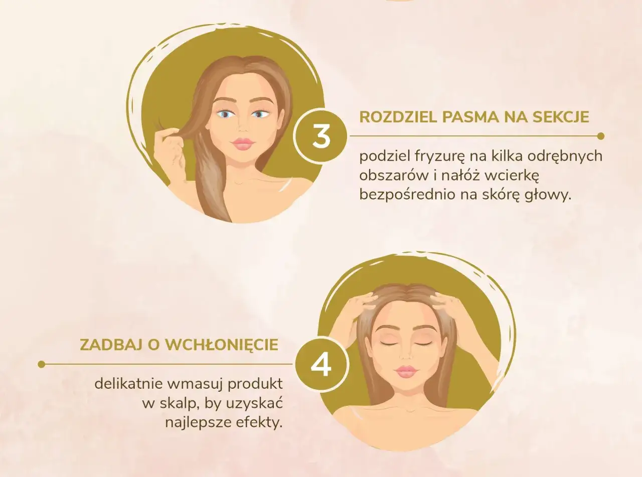 aplikacja wcierki do włosów krok po kroku