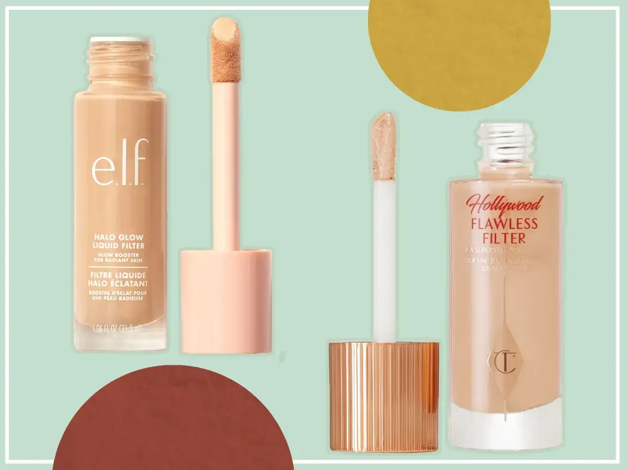Charlotte Tilbury Hollywood Flawless Filter vs Elf Halo Glow